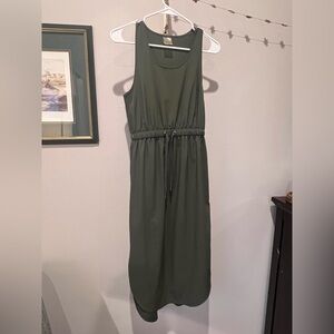 CALIA Sleeveless Drawstring Waist Maxi Dress - Olive Green
